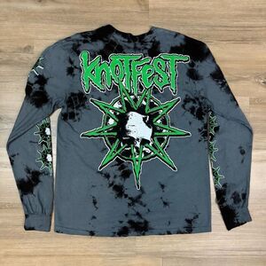 Knotfest Deathknot Long Sleeve Tee Shirt M Black Gray Green Tie-dye Slipknot